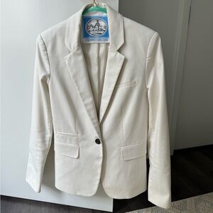 Veronica Beard white cotton blazer. Inside zipper for VB Dickey pieces.